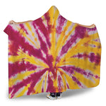 Red And Yellow Spider Tie Dye Print Hooded Blanket