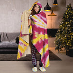Red And Yellow Spider Tie Dye Print Hooded Blanket