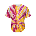Red And Yellow Spider Tie Dye Print Men's Baseball Jersey