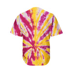 Red And Yellow Spider Tie Dye Print Men's Baseball Jersey