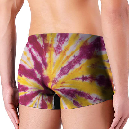 Red And Yellow Spider Tie Dye Print Men's Boxer Briefs