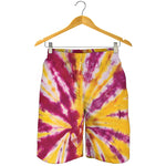 Red And Yellow Spider Tie Dye Print Men's Shorts