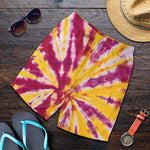 Red And Yellow Spider Tie Dye Print Men's Shorts