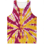 Red And Yellow Spider Tie Dye Print Men's Tank Top