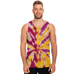 Red And Yellow Spider Tie Dye Print Men's Tank Top