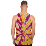 Red And Yellow Spider Tie Dye Print Men's Tank Top