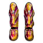 Red And Yellow Spider Tie Dye Print Muay Thai Shin Guard