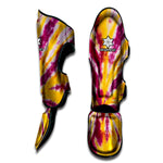 Red And Yellow Spider Tie Dye Print Muay Thai Shin Guard