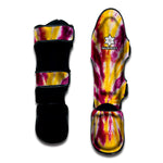 Red And Yellow Spider Tie Dye Print Muay Thai Shin Guard