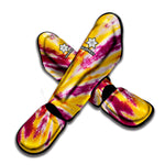Red And Yellow Spider Tie Dye Print Muay Thai Shin Guard
