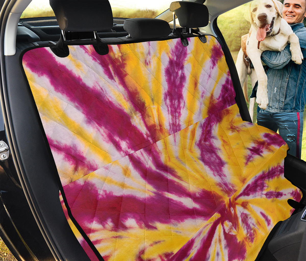 Red And Yellow Spider Tie Dye Print Pet Car Back Seat Cover