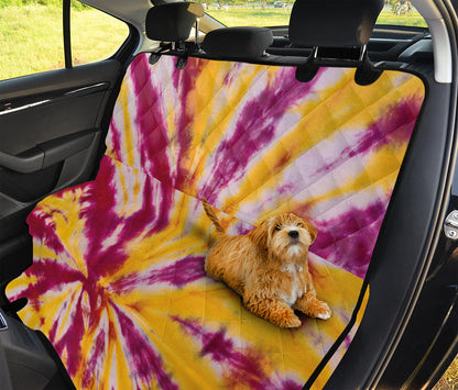 Red And Yellow Spider Tie Dye Print Pet Car Back Seat Cover