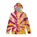 Red And Yellow Spider Tie Dye Print Pullover Hoodie