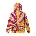 Red And Yellow Spider Tie Dye Print Pullover Hoodie