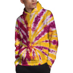Red And Yellow Spider Tie Dye Print Pullover Hoodie