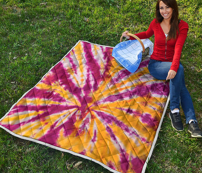 Red And Yellow Spider Tie Dye Print Quilt