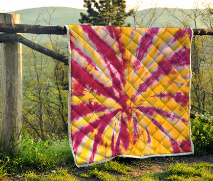 Red And Yellow Spider Tie Dye Print Quilt