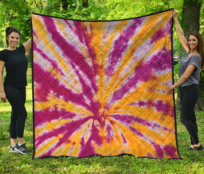 Red And Yellow Spider Tie Dye Print Quilt