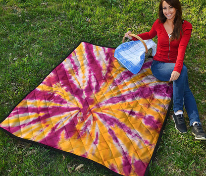 Red And Yellow Spider Tie Dye Print Quilt