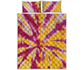 Red And Yellow Spider Tie Dye Print Quilt Bed Set