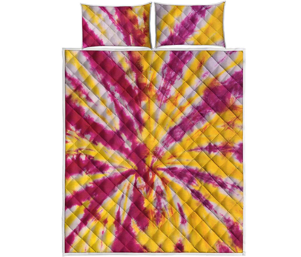 Red And Yellow Spider Tie Dye Print Quilt Bed Set