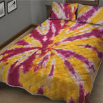 Red And Yellow Spider Tie Dye Print Quilt Bed Set
