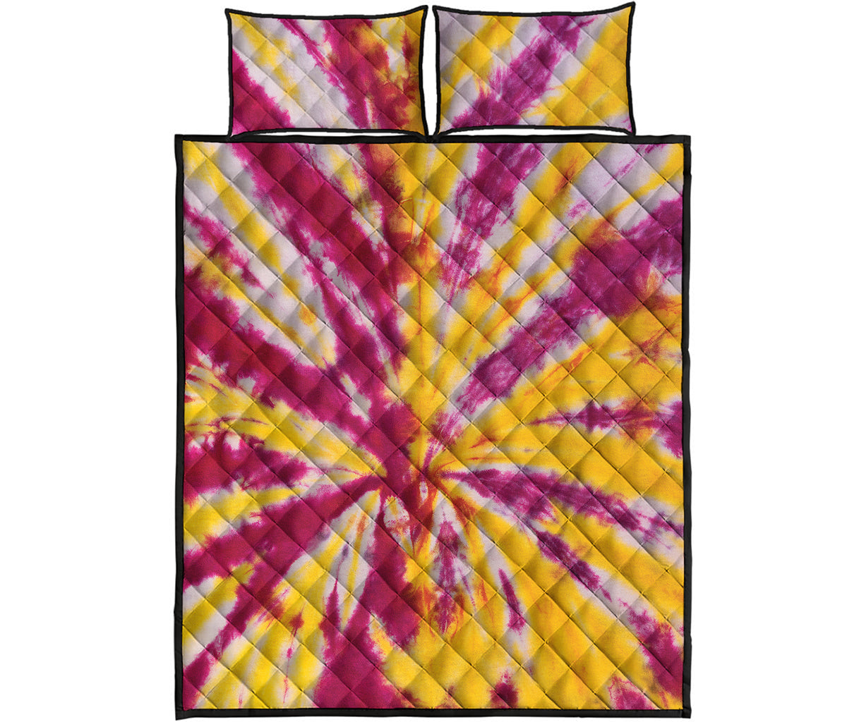 Red And Yellow Spider Tie Dye Print Quilt Bed Set