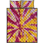 Red And Yellow Spider Tie Dye Print Quilt Bed Set
