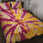 Red And Yellow Spider Tie Dye Print Quilt Bed Set