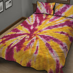 Red And Yellow Spider Tie Dye Print Quilt Bed Set