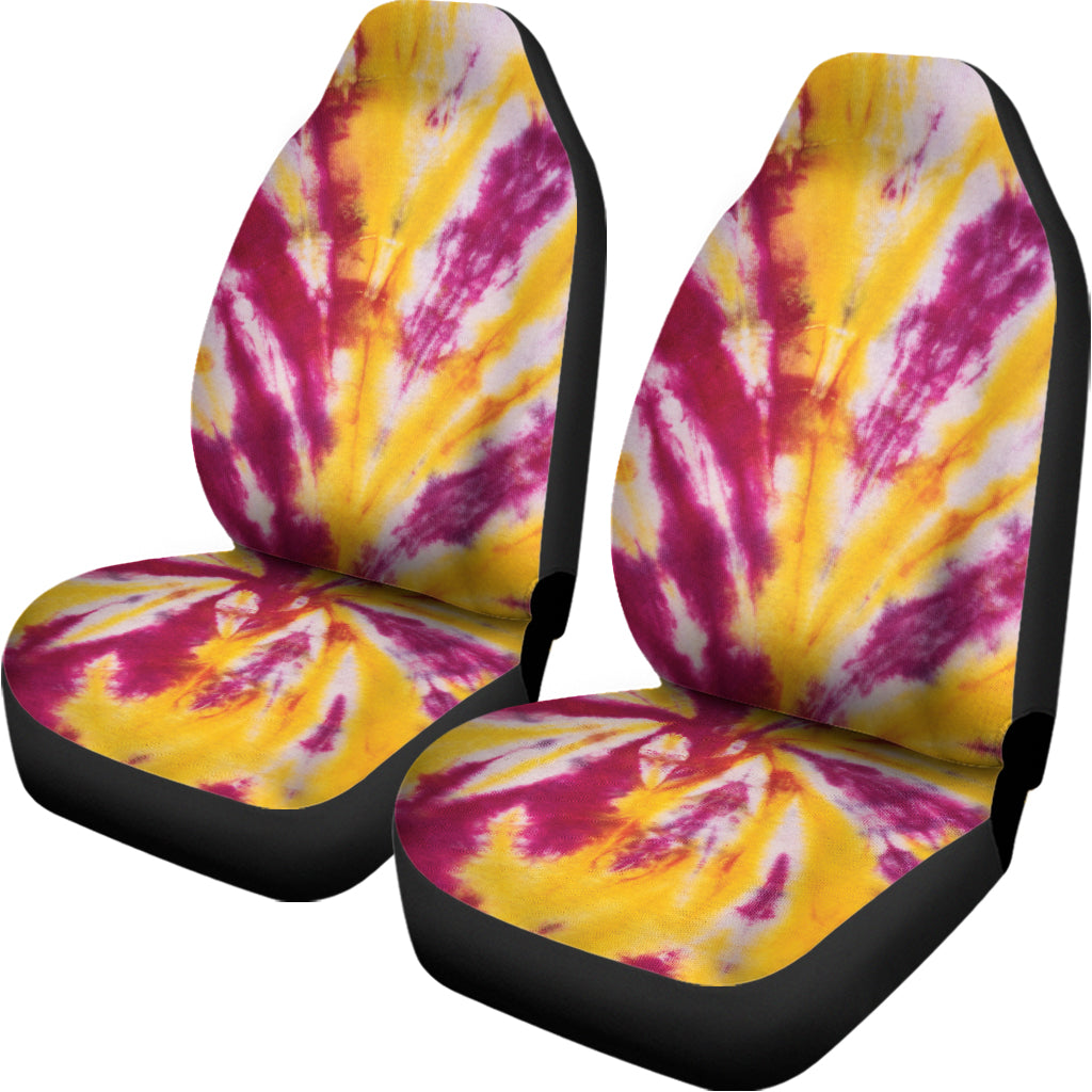 Red And Yellow Spider Tie Dye Print Universal Fit Car Seat Covers