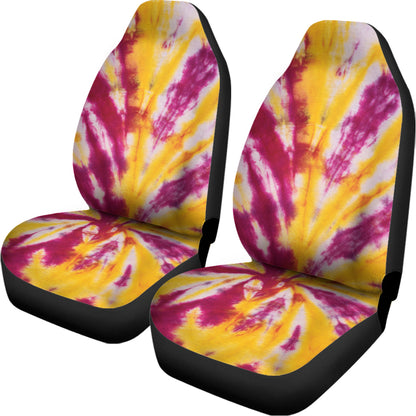Red And Yellow Spider Tie Dye Print Universal Fit Car Seat Covers