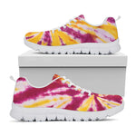 Red And Yellow Spider Tie Dye Print White Sneakers