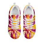 Red And Yellow Spider Tie Dye Print White Sneakers