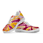 Red And Yellow Spider Tie Dye Print White Sneakers