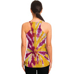 Red And Yellow Spider Tie Dye Print Women's Racerback Tank Top