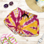 Red And Yellow Spider Tie Dye Print Women's Shorts