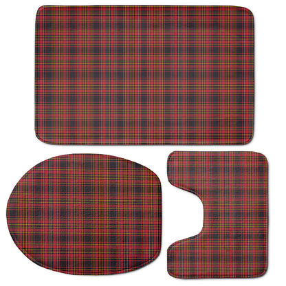 Red And Yellow Tartan Pattern Print 3 Piece Bath Mat Set