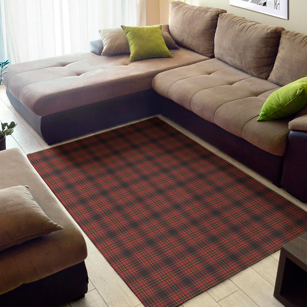 Red And Yellow Tartan Pattern Print Area Rug