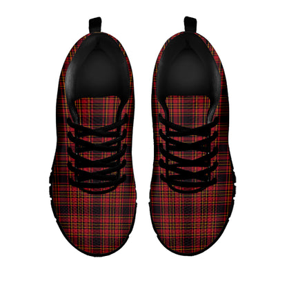 Red And Yellow Tartan Pattern Print Black Sneakers
