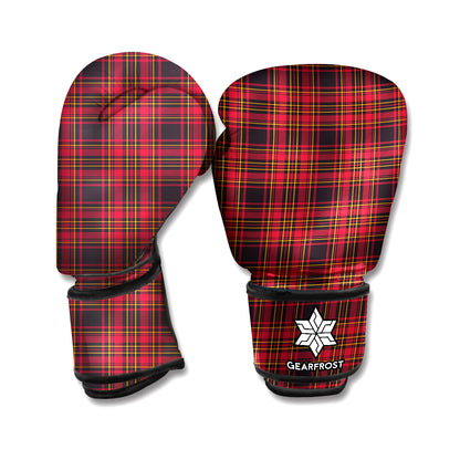 Red And Yellow Tartan Pattern Print Boxing Gloves