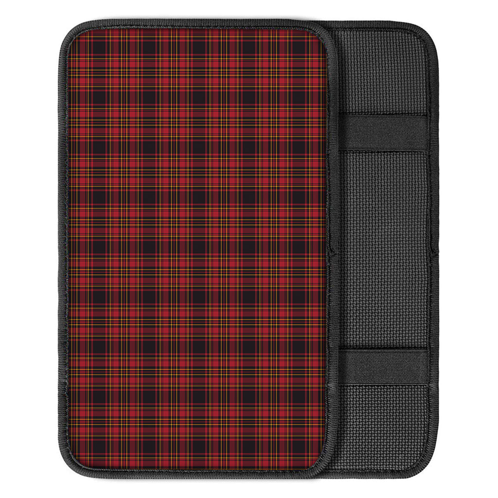 Red And Yellow Tartan Pattern Print Car Center Console Cover
