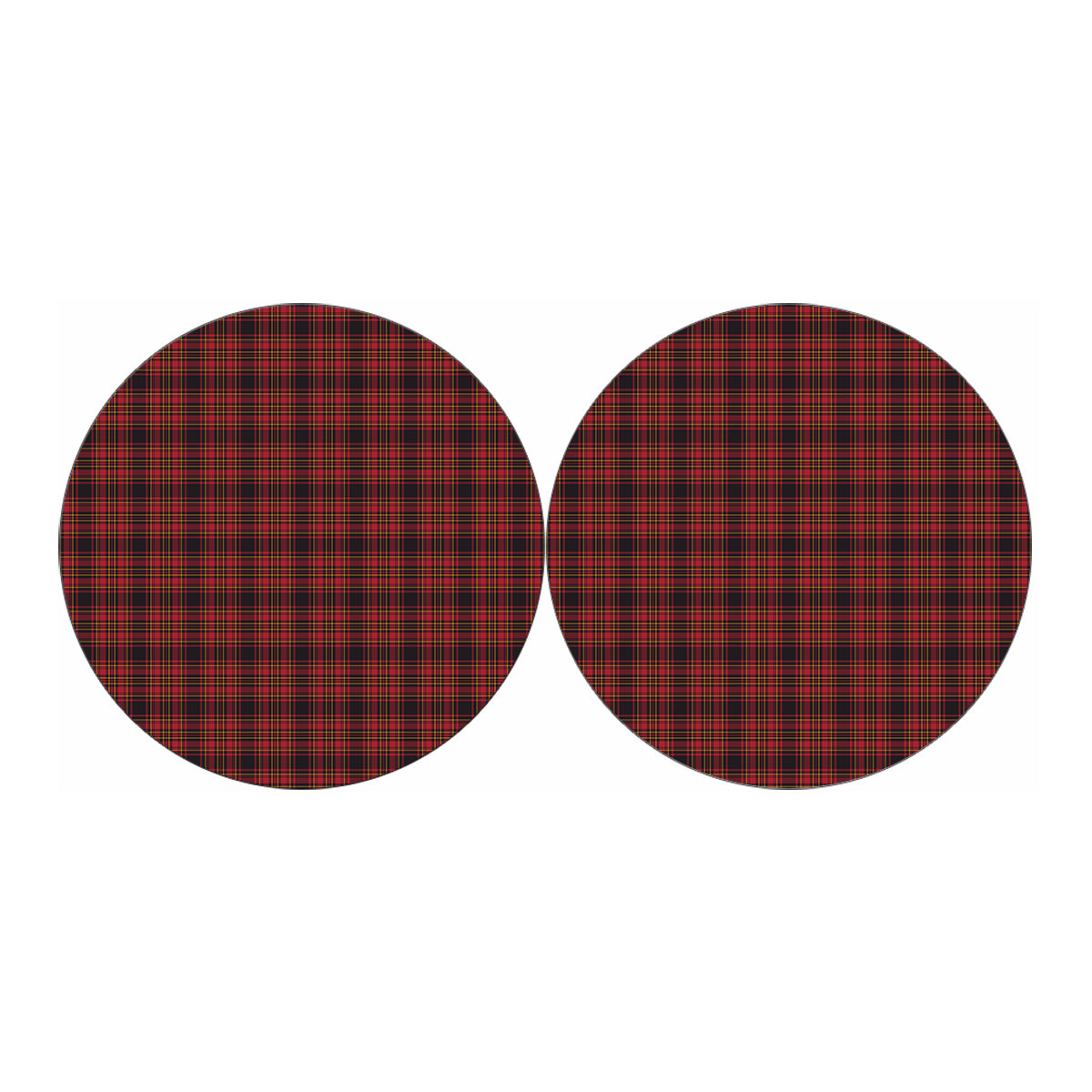 Red And Yellow Tartan Pattern Print Car Coasters