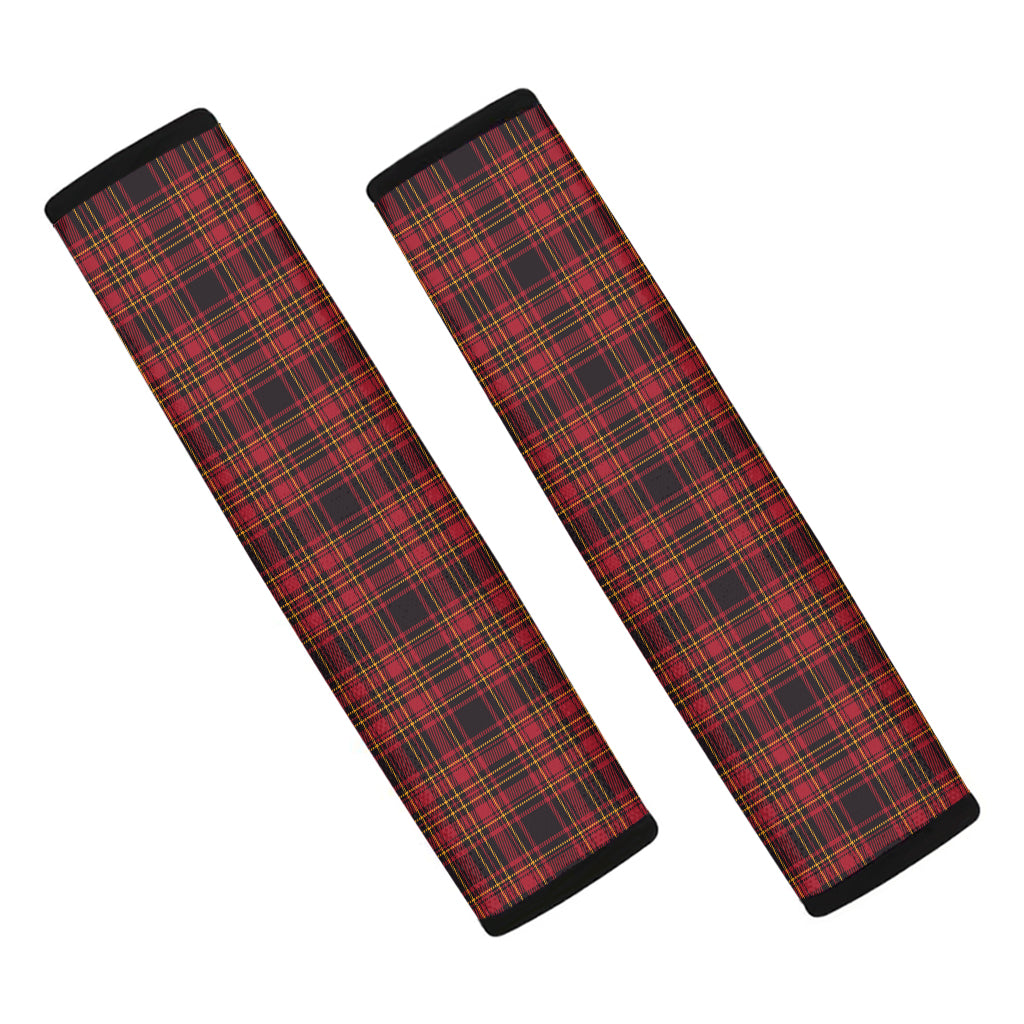 Red And Yellow Tartan Pattern Print Car Seat Belt Covers