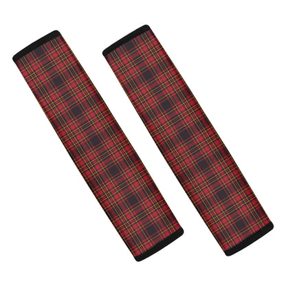 Red And Yellow Tartan Pattern Print Car Seat Belt Covers