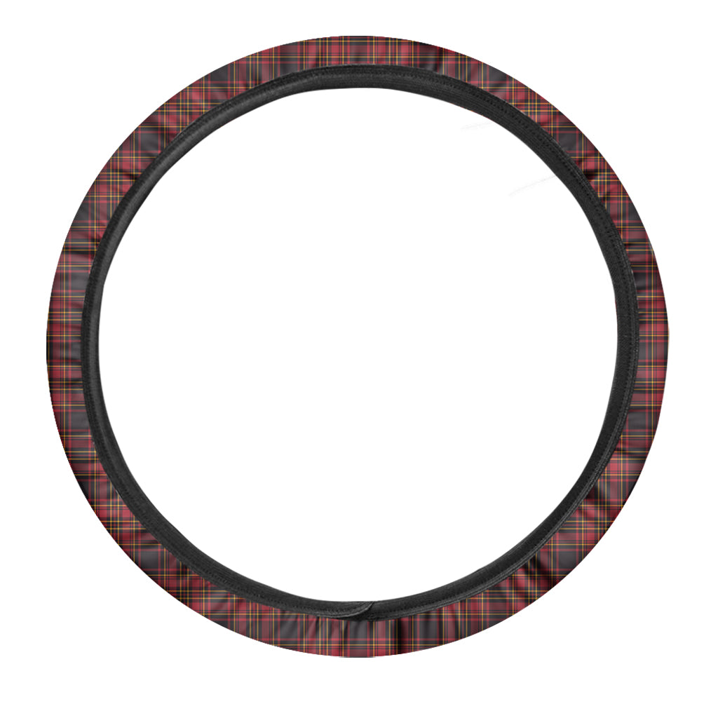 Red And Yellow Tartan Pattern Print Car Steering Wheel Cover