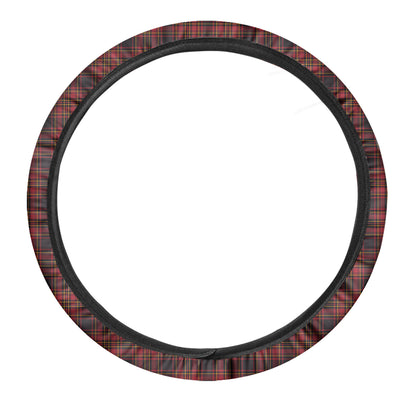 Red And Yellow Tartan Pattern Print Car Steering Wheel Cover