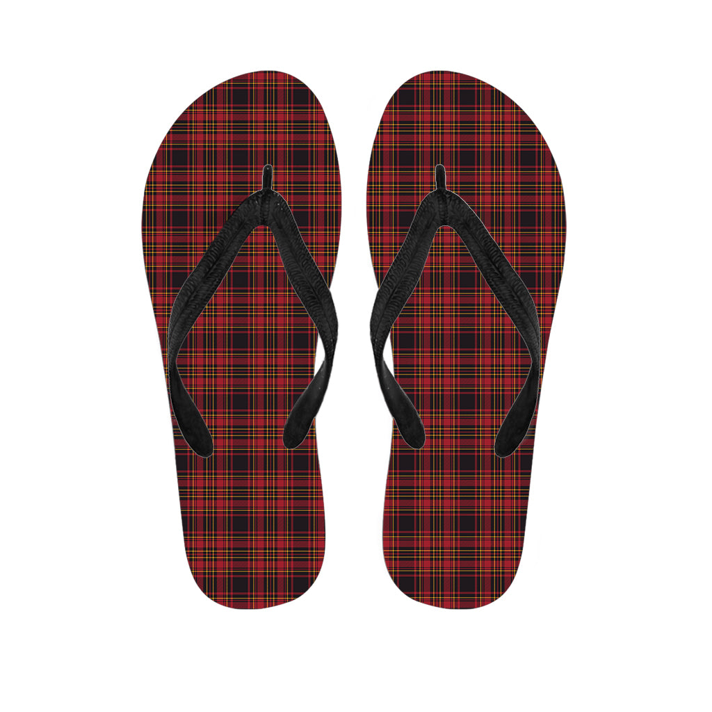 Red And Yellow Tartan Pattern Print Flip Flops