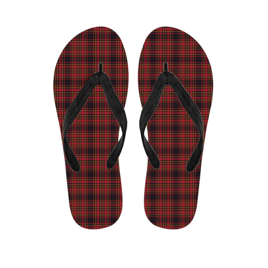 Red And Yellow Tartan Pattern Print Flip Flops