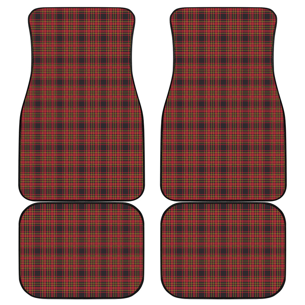 Red And Yellow Tartan Pattern Print Front and Back Car Floor Mats